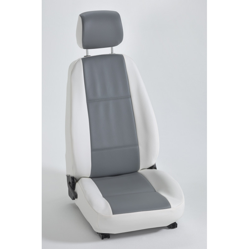 Housse auto sur mesure GOLD (simili cuir gris et blanc)