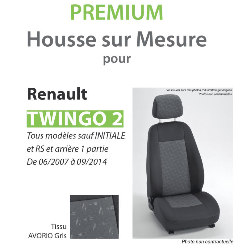 Lot de 2 Housses de Protection universelles pour Renault Twingo Gris