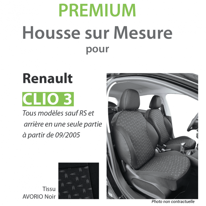 Housse de siège auto sur mesure privilège pour voiture RENAULT CLIO 3