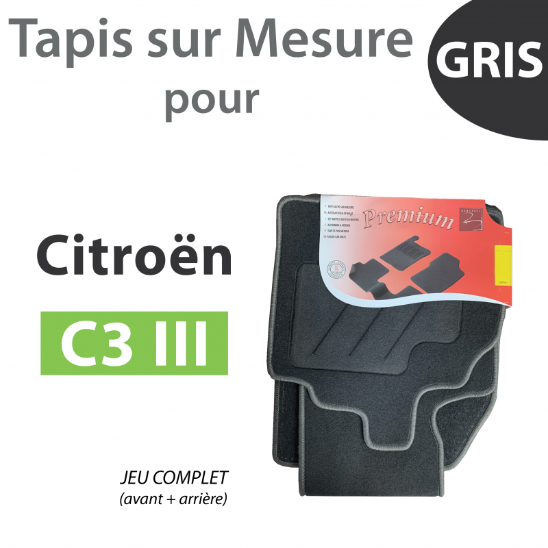 Tapis avant et arrière (2 parties) sur-mesure Citroën C3 ph.3 (2016/+) -  Softmat© : 4 coloris