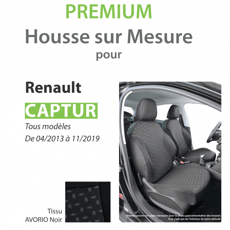 Housse sur mesure PREMIUM pour RENAULT CAPTUR de 04/2013 à 11/2019